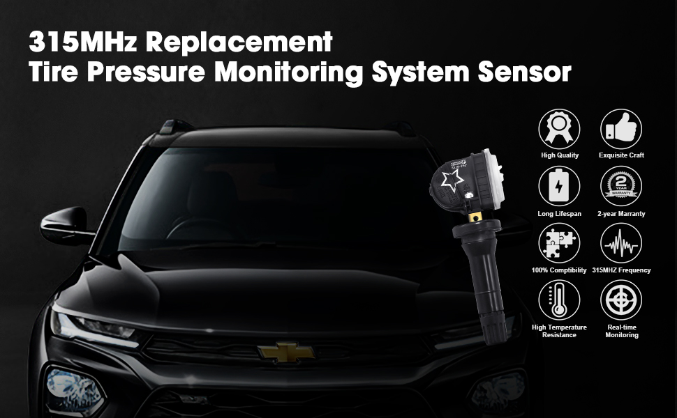 for Buick GMC Chevy Cadillac 4PCS Aulligey 13598771 13598772 Tire Pressure Monitoring System 315MHz TPMS Sensor 